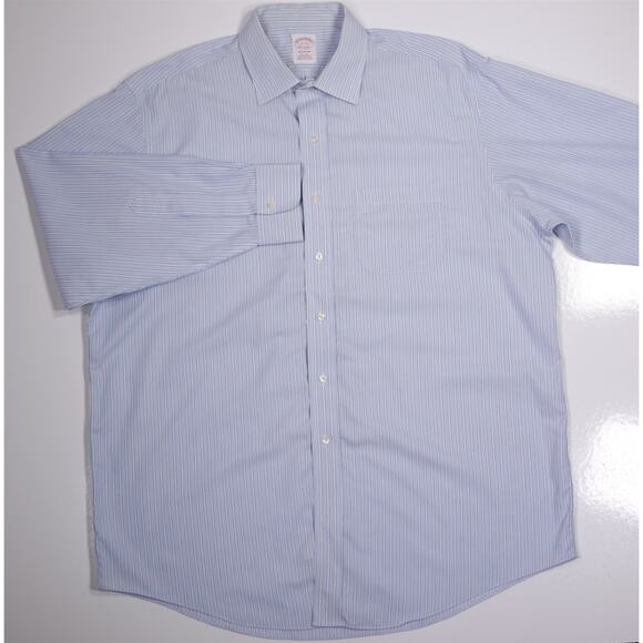 Brooks Brothers Madison Non-Iron Light Blue Striped Cotton Dress Shirt 17-33 - Picture 2 of 7